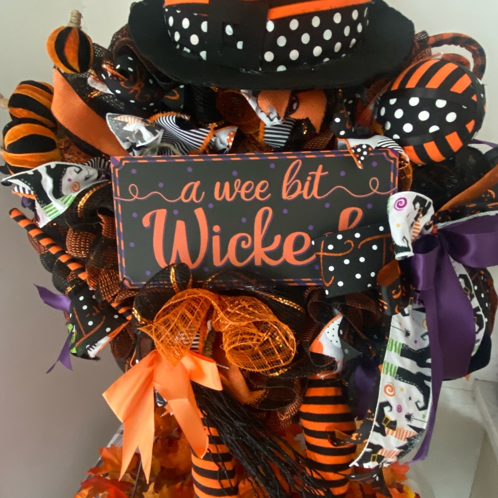 Halloween Wreath,Witch wreath,Holiday Decor,Wreath attachment,Halloween Decor